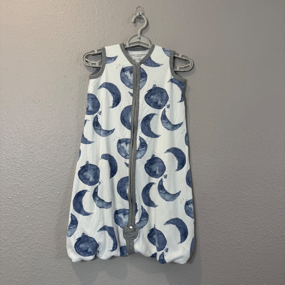 Burt's Bees Baby Size L 12-18M White Moon Print 100%‎ Organic Cotton Sleep Sack